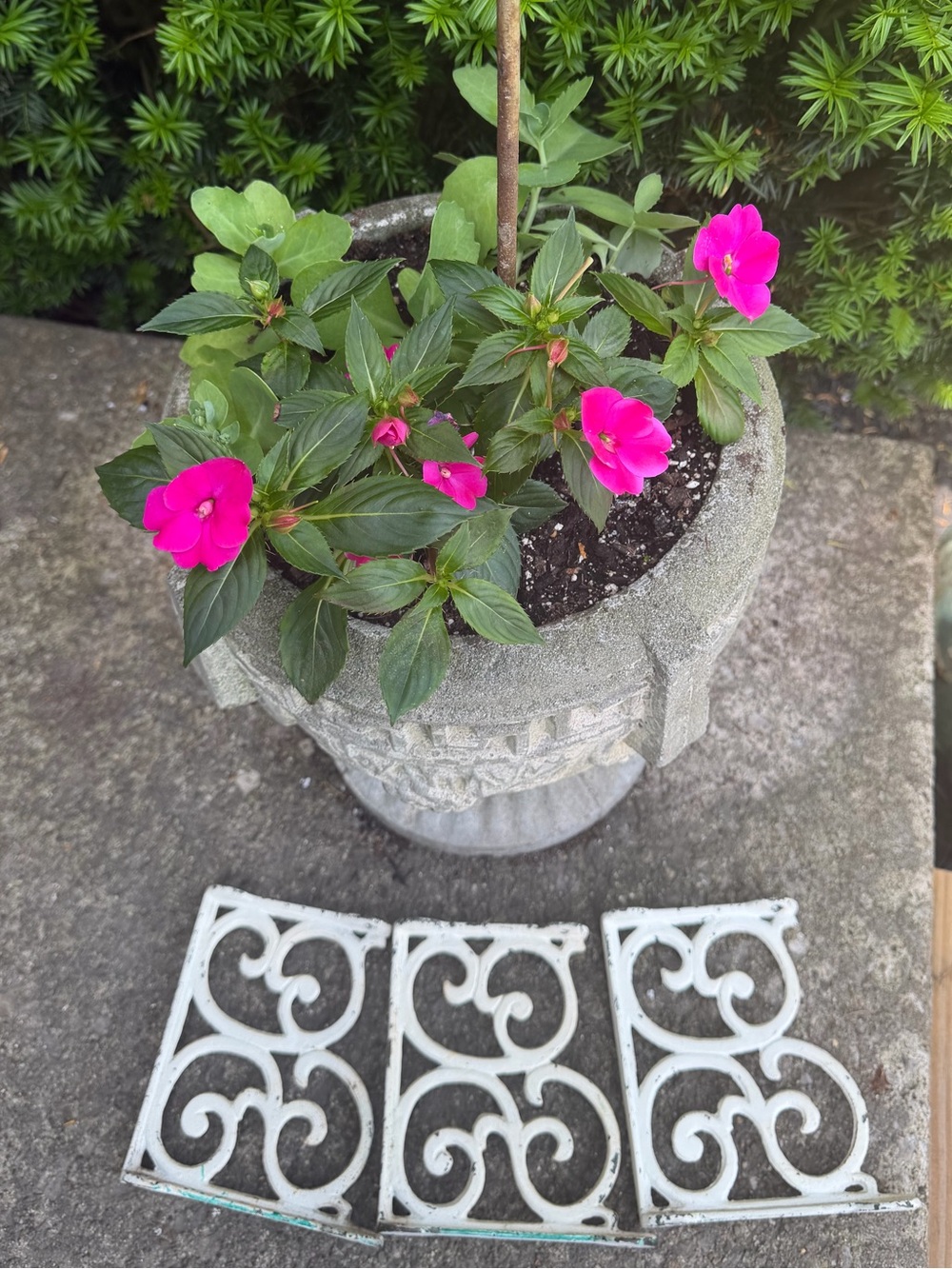 Vintage cast iron trio shelf wall brackets